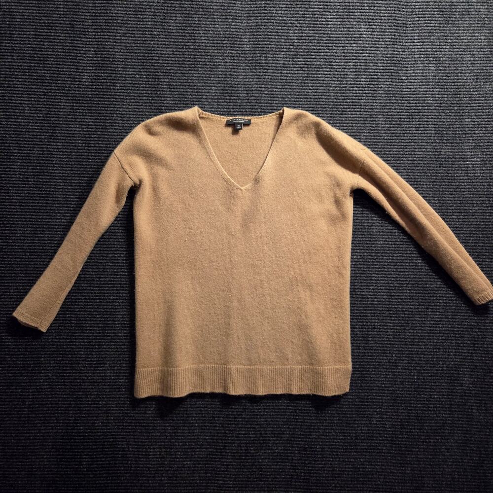 Ann Taylor 100% Cashmere Crewneck Sweater Pullover Soft Warm Neutral